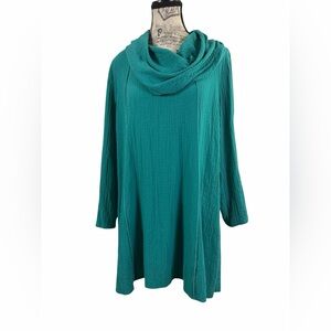 Ali Miles Teal Cowl Neck Casual Chic Women's Size L Tunic Dress